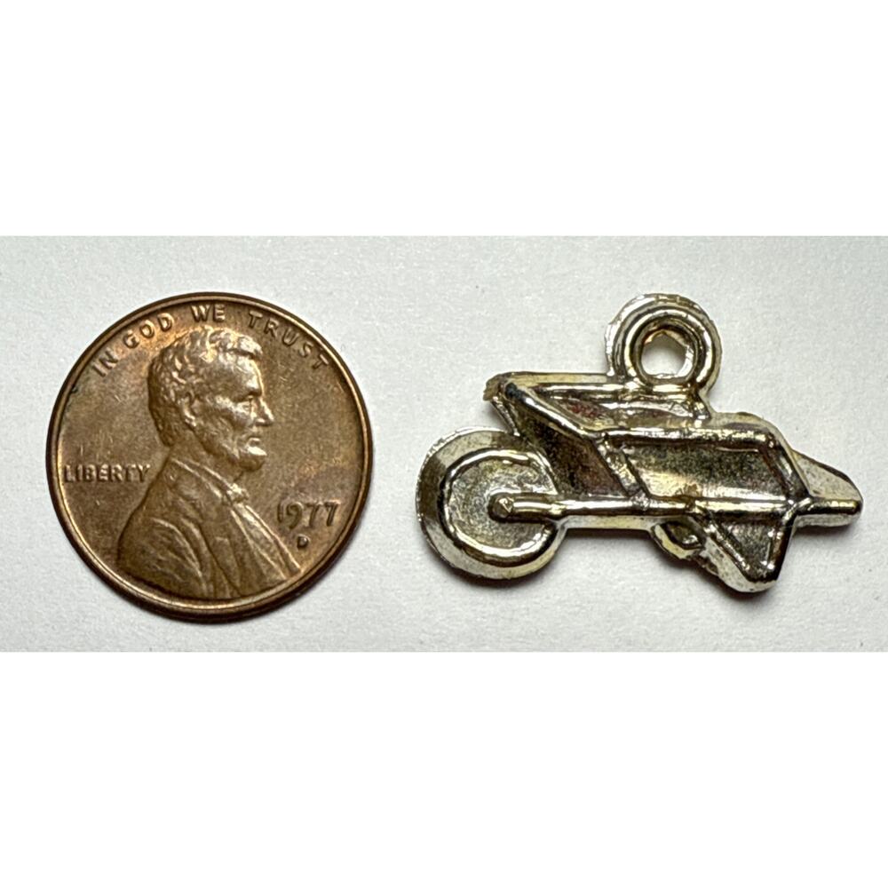 Vintage‎ Cracker Jack Wheelbarrow Metallic Charm 1H